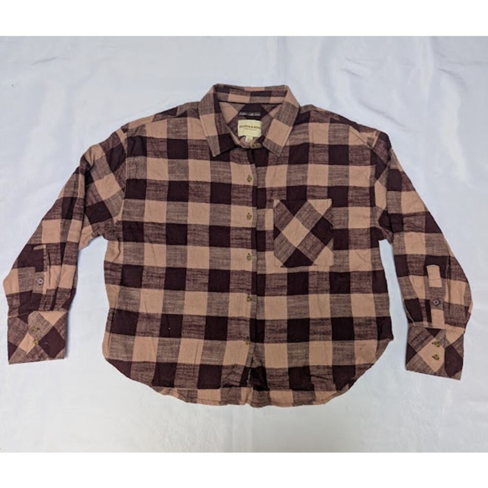 Scotch & Soda Faded Maroon Flannel Button Up Casual Women's Size Large NWT